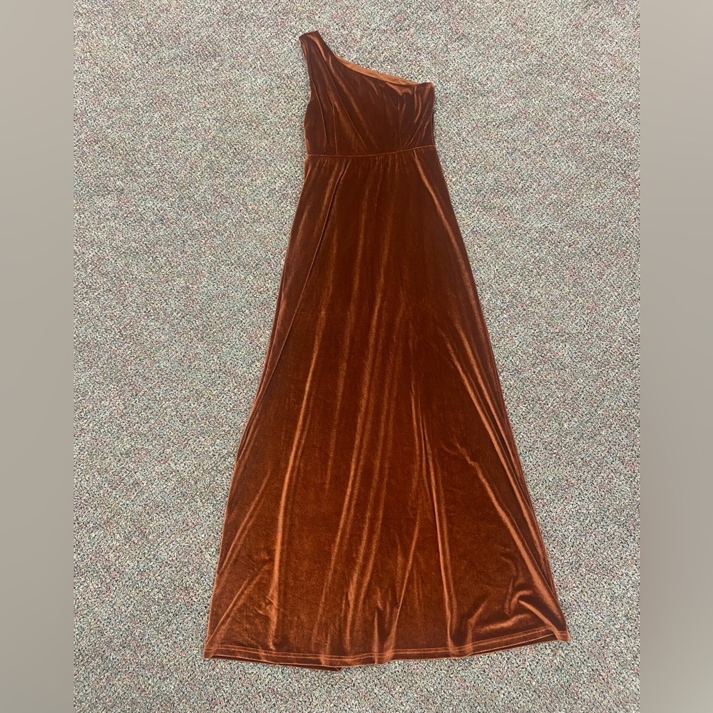 NWT Baltic Born Tatiana Velvet One Shoulder Maxi Dress Size Medium Rust - Picture 9 of 14